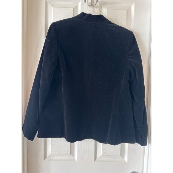 Vintage Koret Women's Black Velvet Open-Front Blazer Jacket Size 12 - Picture 7 of 8